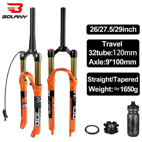 Bolany MTB Bicycle Fork Magnesium Alloy Air Suspension 26 27.5 29 Inch 32 HL RL100mm Bike Fork Lockout For Cycling Accessories - GiFTiFY