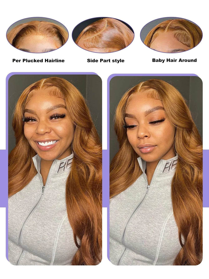 Colored Ginger Blonde 9X6 Glueless Lace Front Human Hair Wig Ready To Go&Wear Glueless Body Wave Lace Wig Burgundy Straight Wigs - GiFTiFY