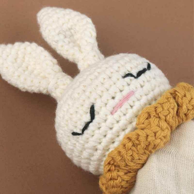 Infant Baby Appease Comforting Towel Crochet Rabbit Burp Cloth Sleep Soothing Doll Toy Pacify Soother Bib for Toddlers A2UB - GiFTiFY