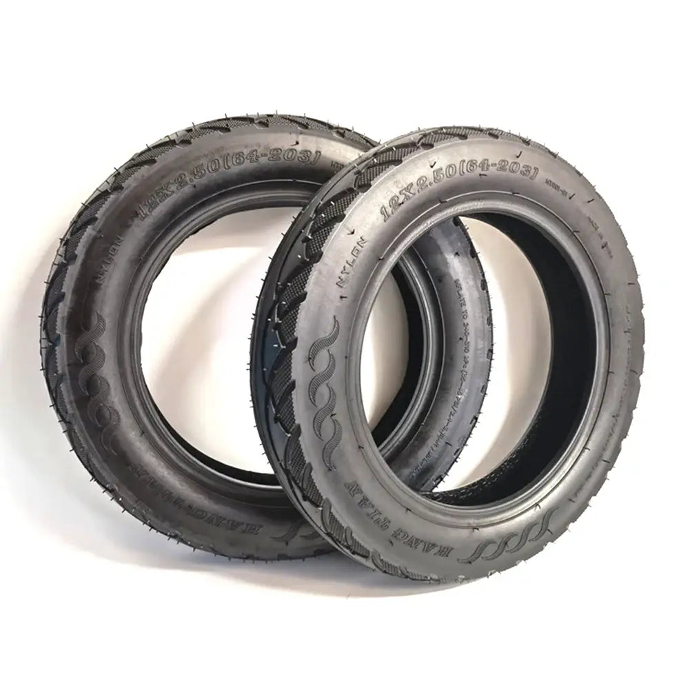 Two Black Electric Scooter 12x2 Tubeless Tyres