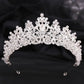 Baroque Pink Crystal Beads Bridal Crowns Handmade Tiaras Bride Headbands Rhinestone Diadem Queen Crown Wedding Hair Accessories DSERS