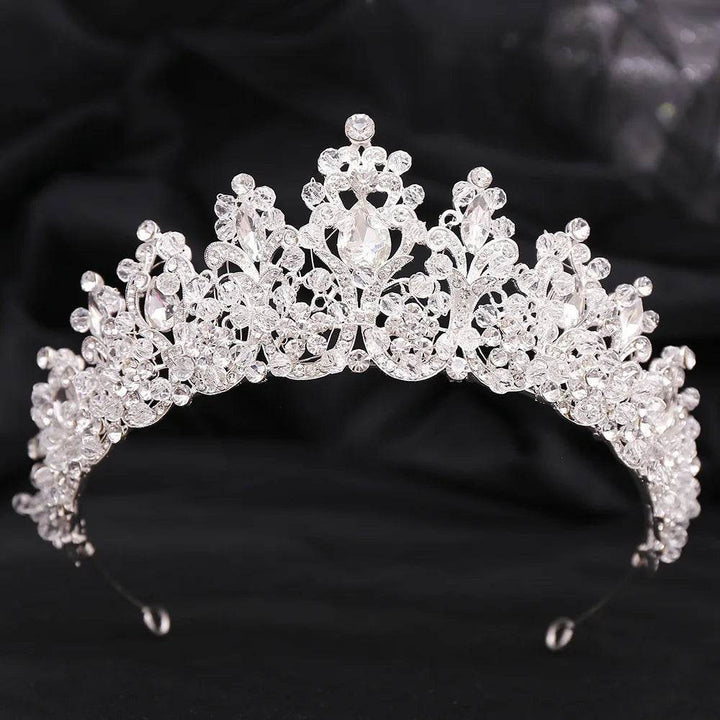 Baroque Pink Crystal Beads Bridal Crowns Handmade Tiaras Bride Headbands Rhinestone Diadem Queen Crown Wedding Hair Accessories - GiFTiFY