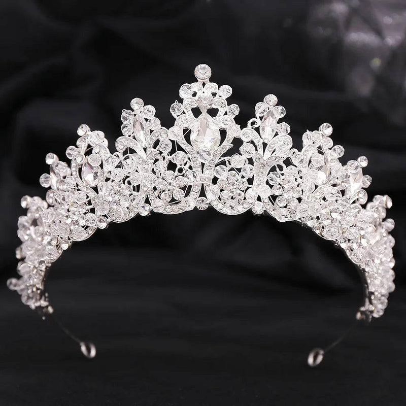 Baroque Pink Crystal Beads Bridal Crowns Handmade Tiaras Bride Headbands Rhinestone Diadem Queen Crown Wedding Hair Accessories Tiaras by DSERS