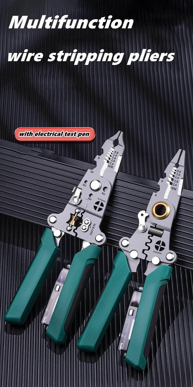 Multifunctional Wire Stripper with Electrical Test Pen Foldable Cable Cutter Crimper Tool, Electrical Folding Pliers for Cutting Multifunctional Wire Stripper by DSERS
