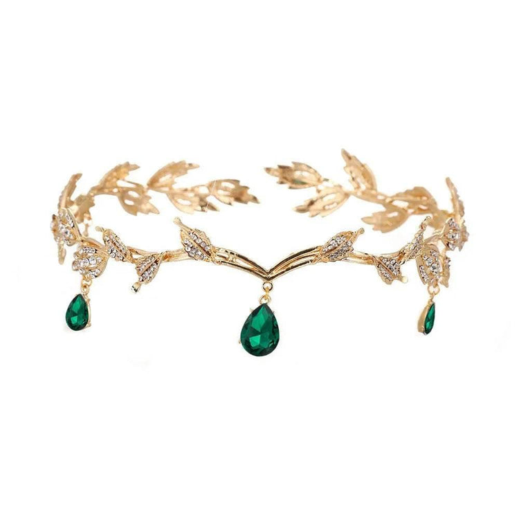 Luxury Crystal Crown Bridal Hair Accessories Wedding Rhinestone Waterdrop Leaf Tiara Crown Headband Frontlet Brides Hair Jewelry - GiFTiFY