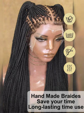 Synthetic Small Square Cornrows Braided Wigs Full Lace Knotless Box Braids Wig For Black Women 36 Inch Locs Goddess Braiding Wig - GiFTiFY