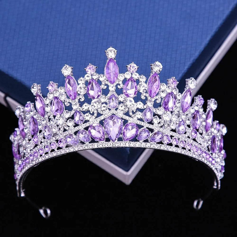 Baroque Pink Opal Crystal Bridal Crown Royal Queen Tiaras Rhinestone Pageant Prom Diadem Princess Wedding Crown Hair Accessories Tiaras by DSERS