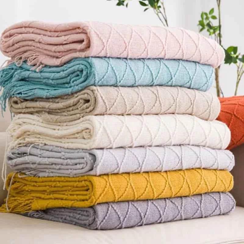 Bohemian Couch Blanket Large Knitted Tassel Throw for Bed Chair Sofa Couch Cover All-Season Blankets Home Decor Soft Comfortable - GiFTiFY