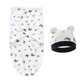 Newborn Baby Wrap Anti-Startle 2Pcs/Set Baby Swaddle Sleeping Cocoon Design 100%Cotton Baby Adjustable Blanket 0-6 Months - GiFTiFY