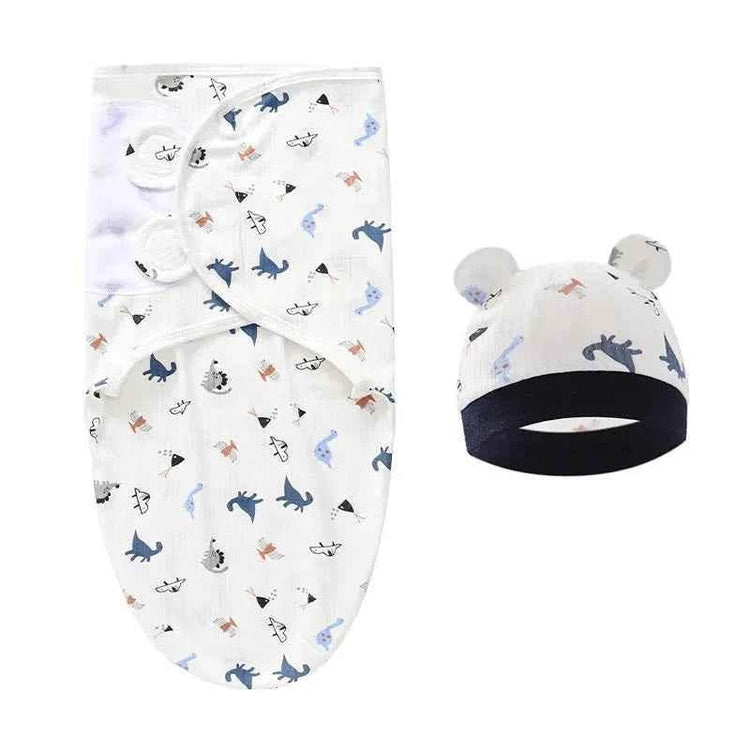 Newborn Baby Wrap Anti-Startle 2Pcs/Set Baby Swaddle Sleeping Cocoon Design 100%Cotton Baby Adjustable Blanket 0-6 Months - GiFTiFY