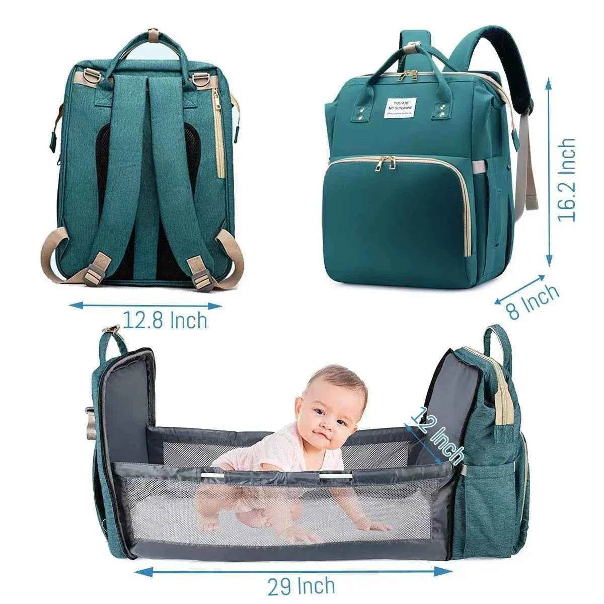 3 In 1 Diaper Bag Backpack Foldable Baby Bed Waterproof Travel Bag with USB Charge Diaper Bag Backpack with Changing Bed 3 types - GiFTiFY