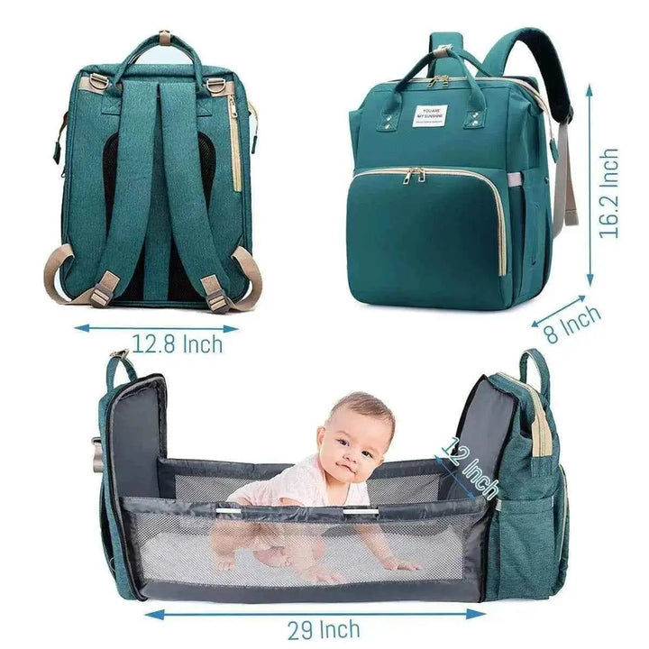 3 In 1 Diaper Bag Backpack Foldable Baby Bed Waterproof Travel Bag with USB Charge Diaper Bag Backpack with Changing Bed 3 types - GiFTiFY