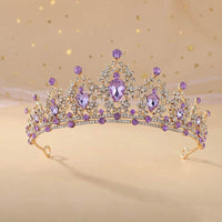 Baroque Champagne Crystal Heart Bridal Tiara Crown