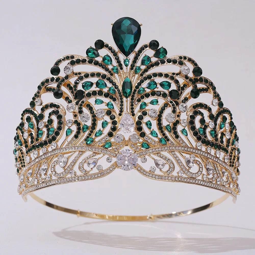 European Miss Universe Big Forest Crystal Wedding Crowns Cubic Zircon Crown Queen Rhinestone Tiara Party Stage Show Hair Jewelry Tiaras by DSERS