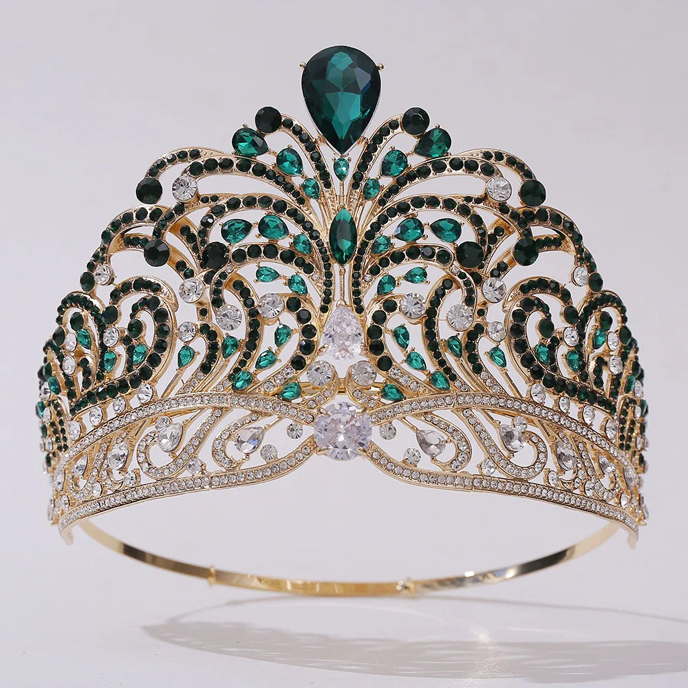 European Miss Universe Big Forest Crystal Wedding Crowns Cubic Zircon Crown Queen Rhinestone Tiara Party Stage Show Hair Jewelry GiFTiFY