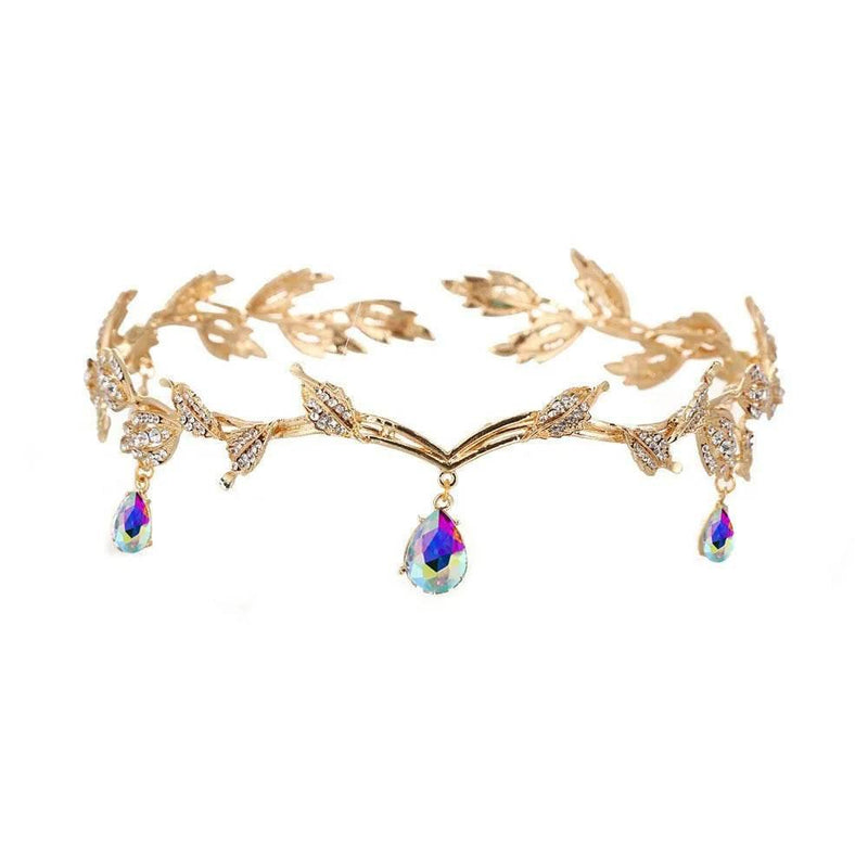 Luxury Crystal Crown Bridal Hair Accessories Wedding Rhinestone Waterdrop Leaf Tiara Crown Headband Frontlet Brides Hair Jewelry Tiaras by DSERS
