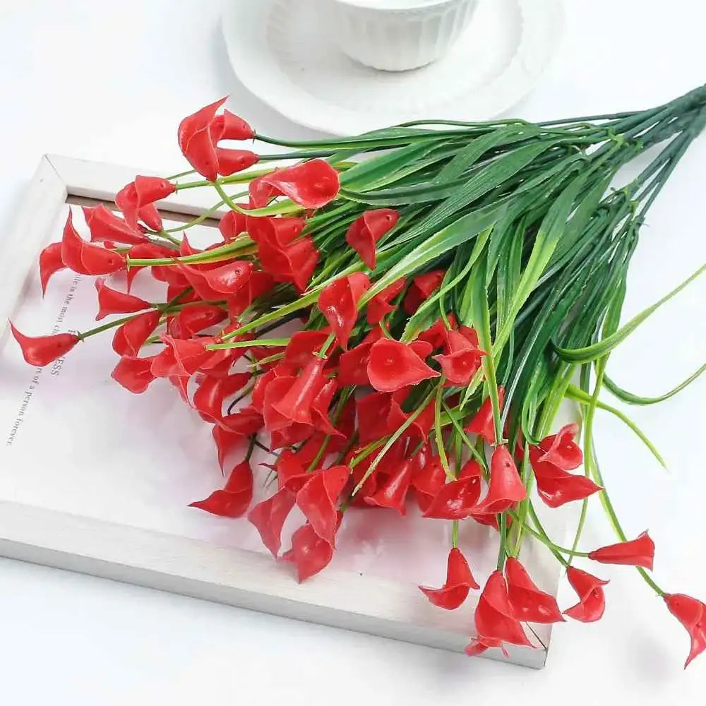 Artificial Calla Lily Bouquet 33cm Fake Flowers for Indoor Home Room Decor Garden Wedding Decora Outdoor Vase Flower Arrangement by DSERS