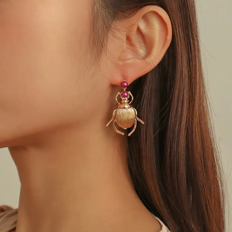 Bohemia Earrings For Women Metal Gold-Plated Beatles Personality Vintage Trend Jewelry Cute Insects Diamonds Trending