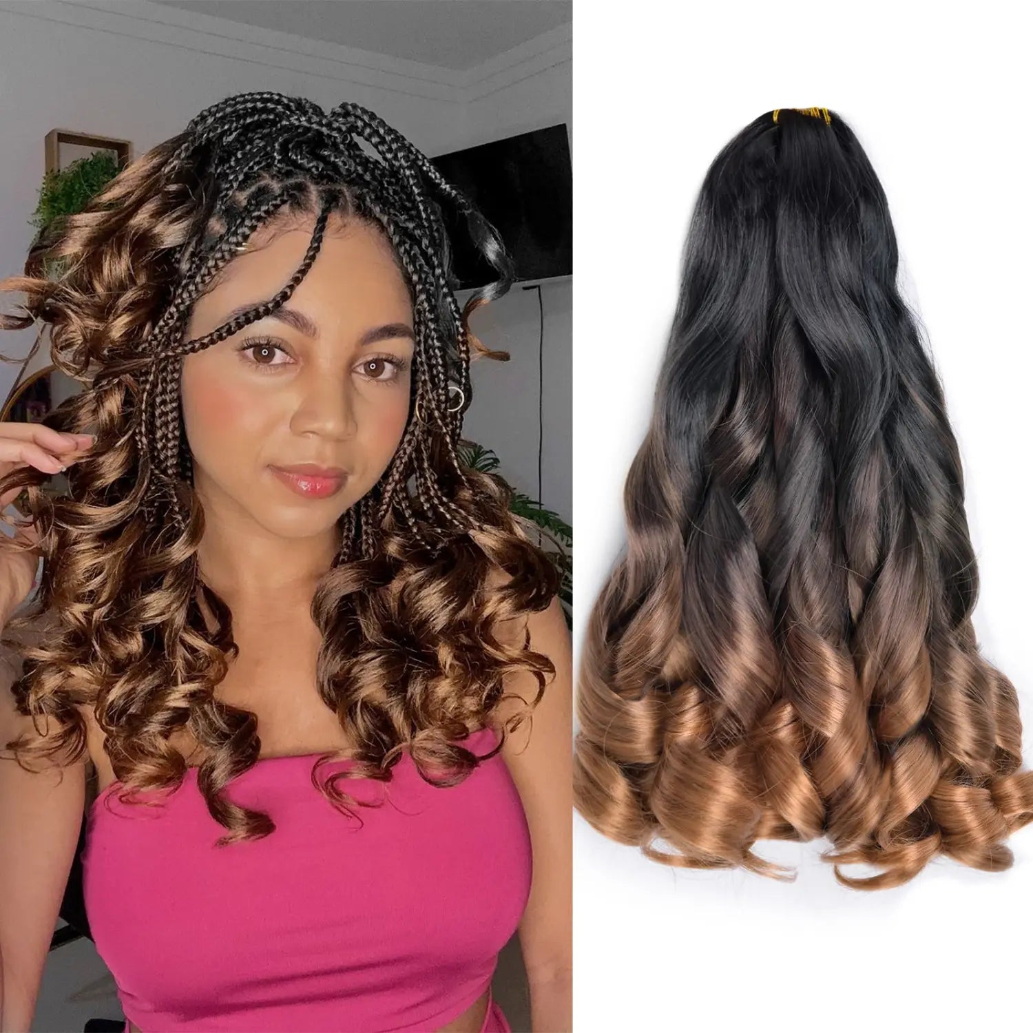 French Curly Braiding Hair 14Inch Synthetic Curly Braiding Hair Pre Stretched Loose Wavy Curl Braiding Hair Extensions