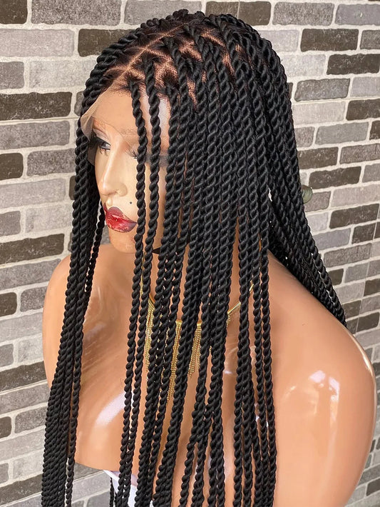 Senegalese Twists Synthetic Braided Wigs Long 40Inch Full Lace Wigs With Baby Hair Knotless Box Braiding Wigs For Black Women GiFTiFY