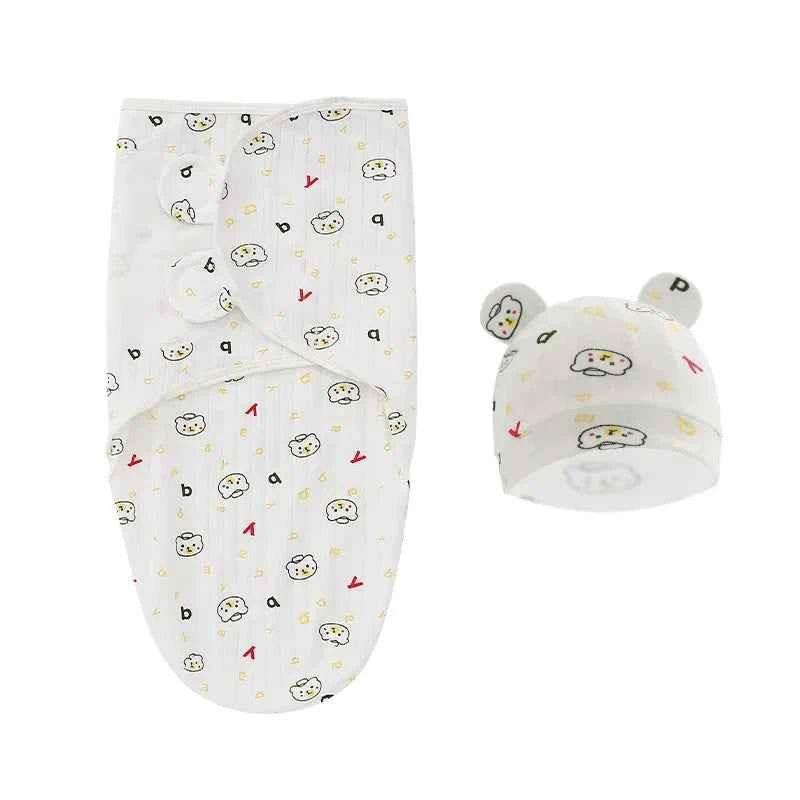 Newborn Baby Wrap Anti-Startle 2Pcs/Set Baby Swaddle Sleeping Cocoon Design 100%Cotton Baby Adjustable Blanket 0-6 Months - GiFTiFY