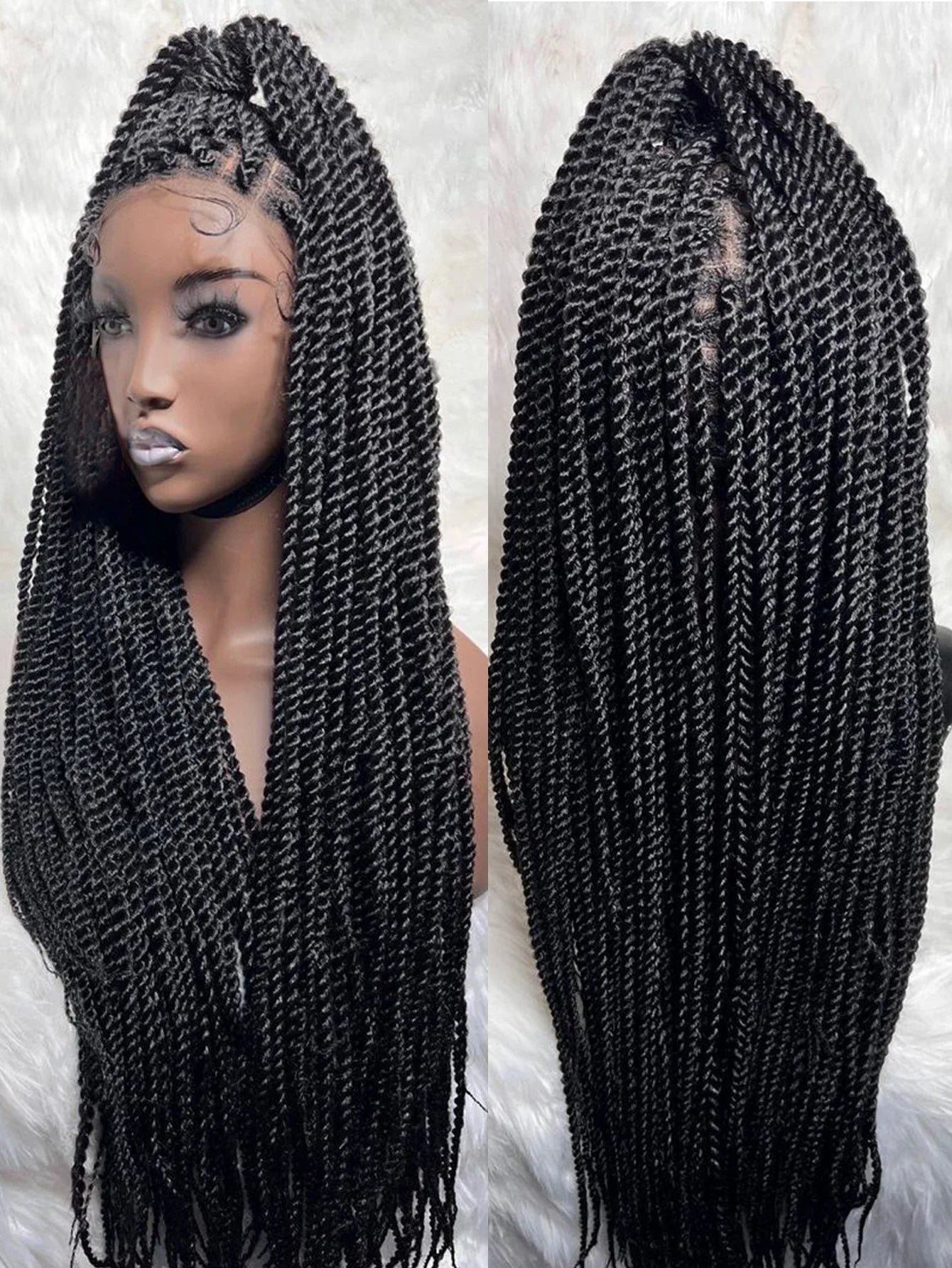 Synthetic Full Lace Frontal Twist Braided Wigs For Black Women Faux Locs Knotless Box Braided Lace Wig Goddess Senegalese Braids GiFTiFY