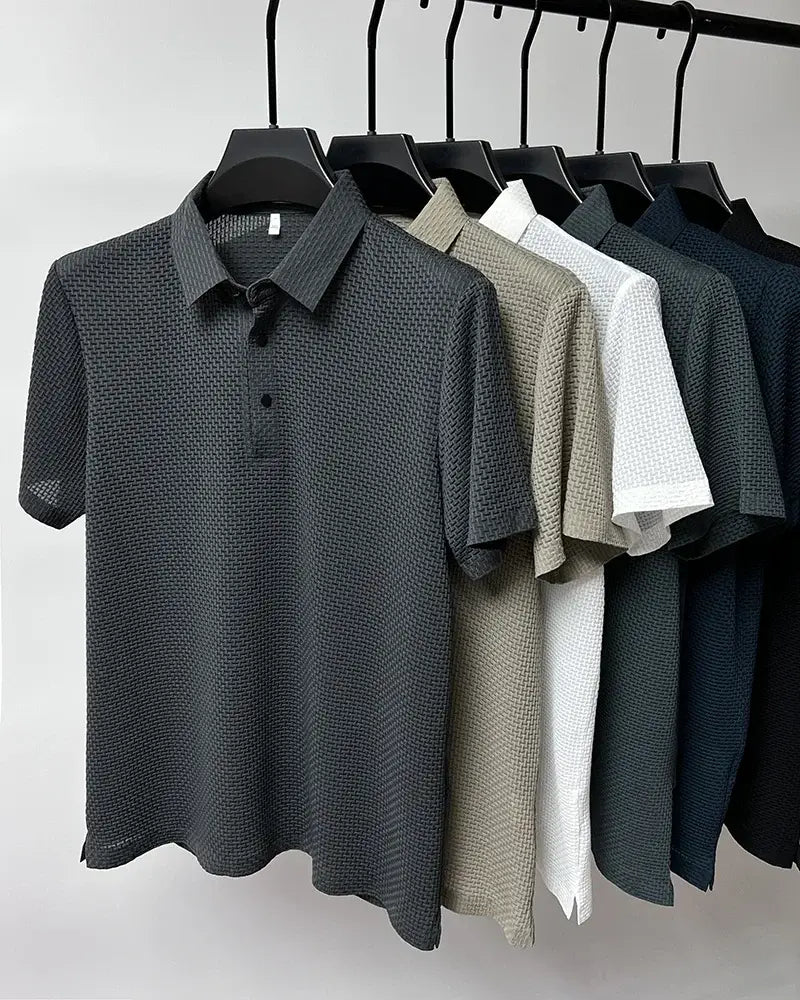 Mens Lop-Up Hollow Short-Sleeved Woven Shirts