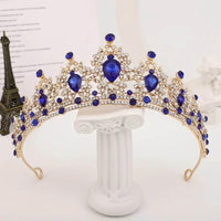 Baroque Champagne Crystal Heart Bridal Tiara Crown