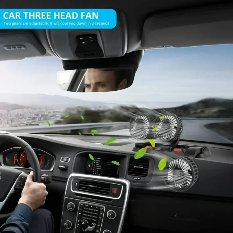 Three-Head USB Car Fan with Aromatherapy usb mini air cooler