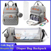 3 In 1 Diaper Bag Backpack Foldable Baby Bed Waterproof Travel Bag with USB Charge Diaper Bag Backpack with Changing Bed 3 types - GiFTiFY