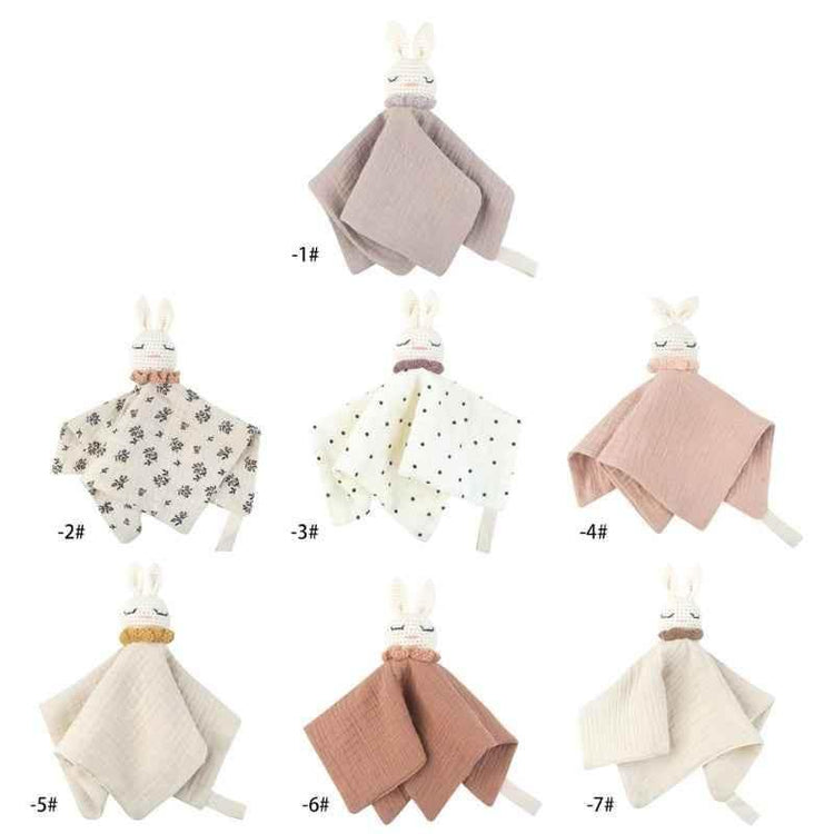 Infant Baby Appease Comforting Towel Crochet Rabbit Burp Cloth Sleep Soothing Doll Toy Pacify Soother Bib for Toddlers A2UB - GiFTiFY