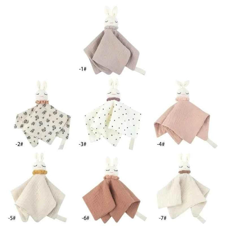 Infant Baby Appease Comforting Towel Crochet Rabbit Burp Cloth Sleep Soothing Doll Toy Pacify Soother Bib for Toddlers A2UB - GiFTiFY