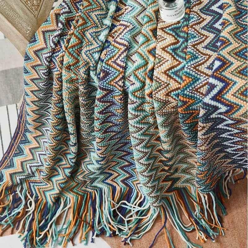 Bohemian Couch Blanket Large Knitted Tassel Throw for Bed Chair Sofa Couch Cover All-Season Blankets Home Decor Soft Comfortable - GiFTiFY