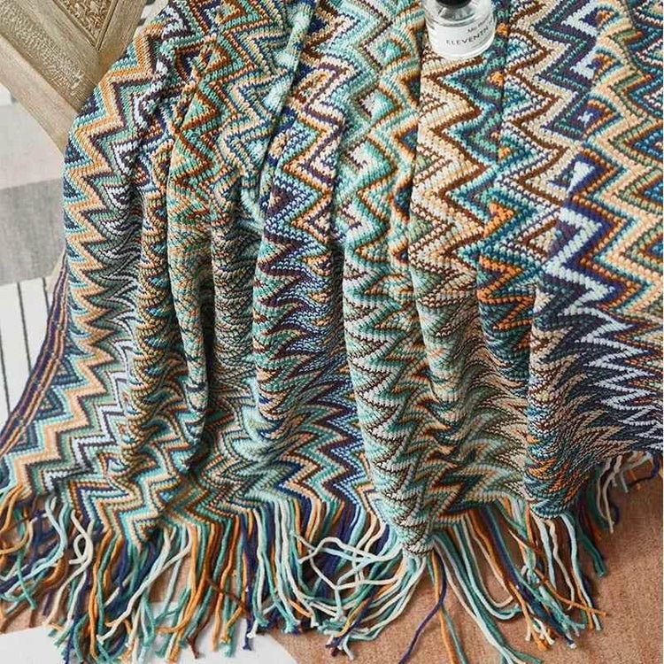 Bohemian Couch Blanket Large Knitted Tassel Throw for Bed Chair Sofa Couch Cover All-Season Blankets Home Decor Soft Comfortable - GiFTiFY
