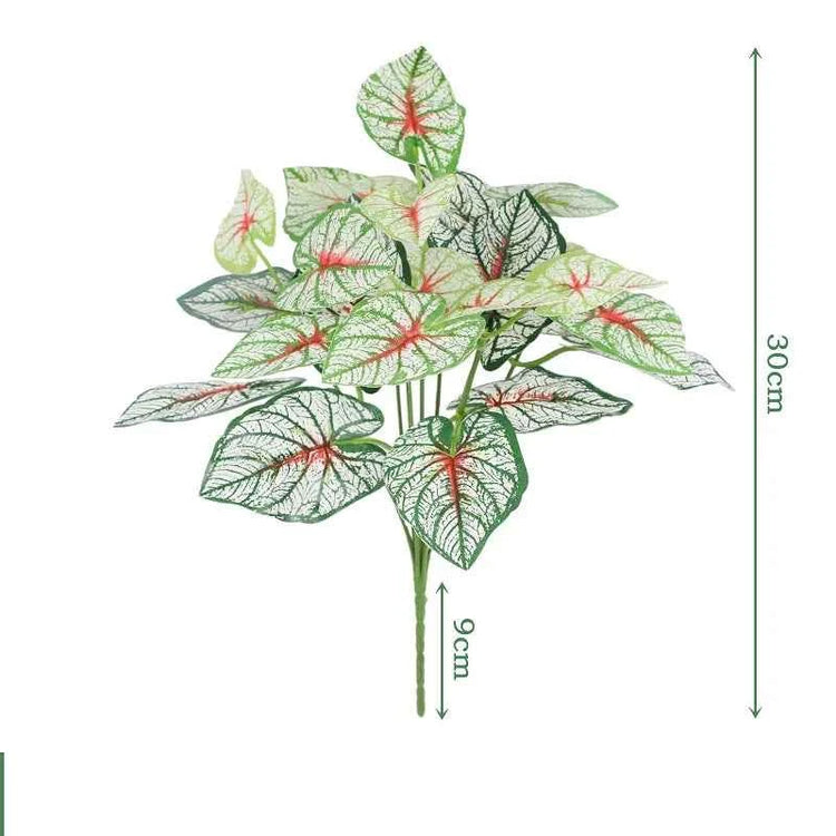 Artificial Plants Leaves Silk Tortoiseshell Leaf Dieffenbough Fake Small Fairy Taro Simulation Green Plant Living Room Decor