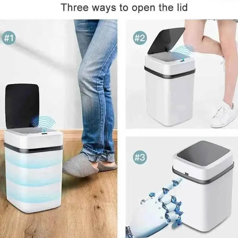 Kitchen Trash Bin 13L Bathroom Touch Trash Can In The Toilet Smart Garbage Bucket Waste Bins Dustbin Smart Trash Can Kitchen Trash Bin by DS