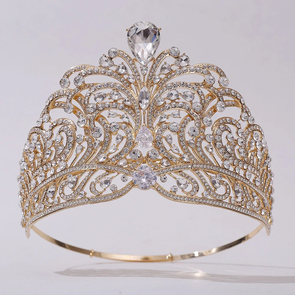 European Miss Universe Big Forest Crystal Wedding Crowns Cubic Zircon Crown Queen Rhinestone Tiara Party Stage Show Hair Jewelry GiFTiFY