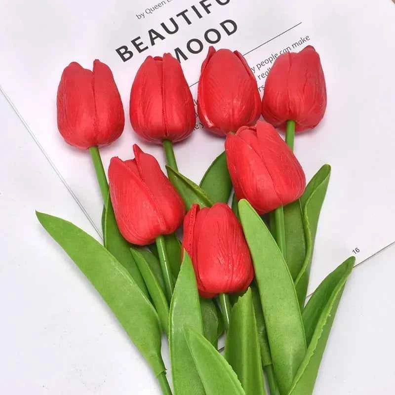5 Pieces Tulips Artificial Flowers Bunch Home Decor Real Touch Tulip Flowers for Decoration Wedding Bridal Bouquet Fake Flowers by DSERS