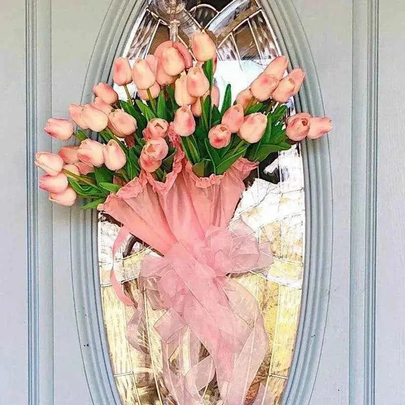 5 Pieces Tulips Artificial Flowers Bunch Home Decor Real Touch Tulip Flowers for Decoration Wedding Bridal Bouquet Fake Flowers by DSERS