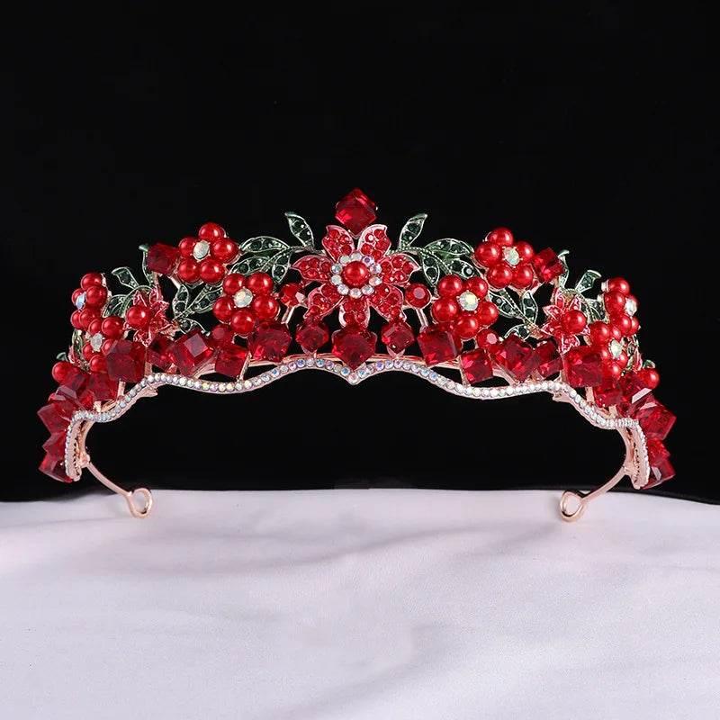 Luxury Baroque Purple Crystal Pearl Bridal Crown Tiara Magnificent Rhinestone Diadem for Bride Headband Wedding Hair Accessories - GiFTiFY