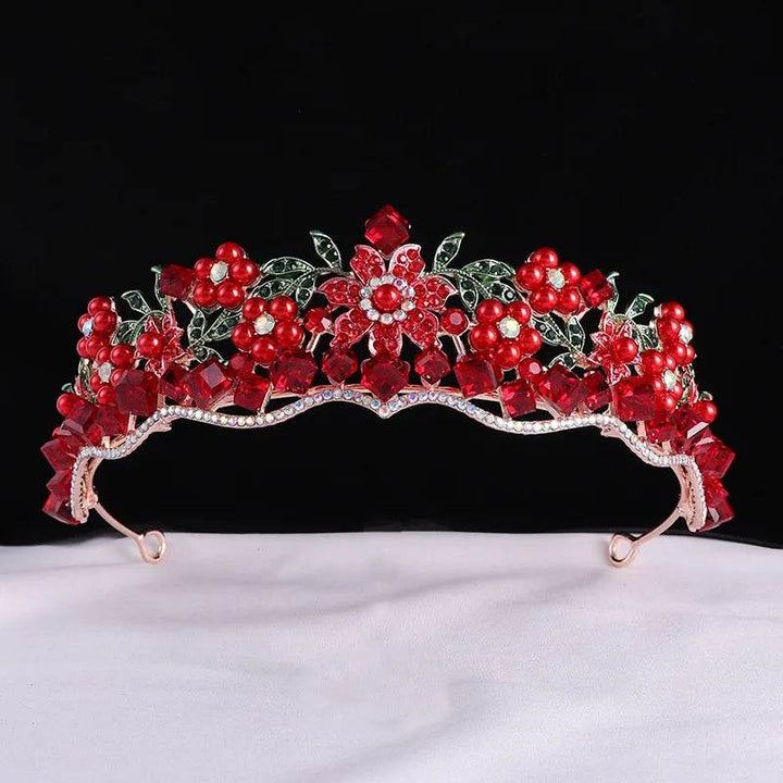 Luxury Baroque Purple Crystal Pearl Bridal Crown Tiara Magnificent Rhinestone Diadem for Bride Headband Wedding Hair Accessories - GiFTiFY