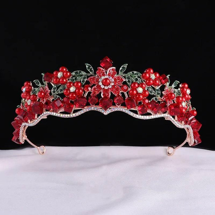 Luxury Baroque Purple Crystal Pearl Bridal Crown Tiara Magnificent Rhinestone Diadem for Bride Headband Wedding Hair Accessories - GiFTiFY