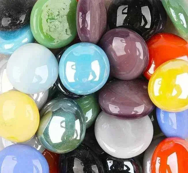 100g/3.52oz(Approx. 18-25pcs) Oblate Bead Glass Mosaic Tiles Colorful Round Mosaic Making Material Multi Diameter DIY Craft Tile