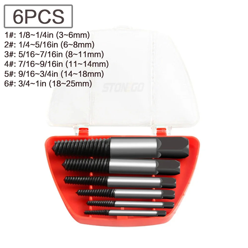 STONEGO 5PCS/6PCS Broken Damaged Screwdriver Extractor Drill Bit Set Carbon Steel Double Side Screw Pull Center Drill Bits GiFTiFY