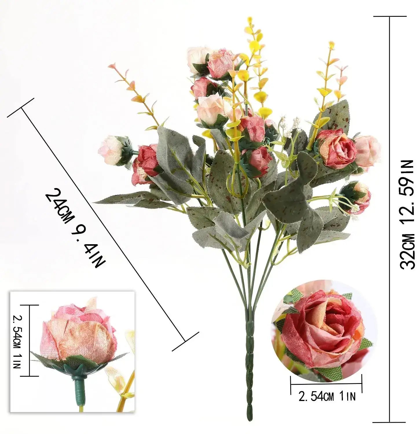 Rose Artificial Flowers Silk Flower with Stems Fake Flowers Bouquet Centerpiece for Party Table Floral Home Bridal Wedding Decor