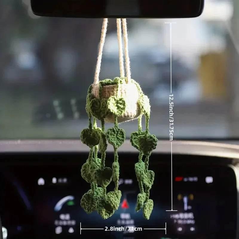 Handmade Crochet Car Styling Plants Succulent Car Plant Ornamentos Decoration Interior Accersories Cute Gift for Women by DSERS