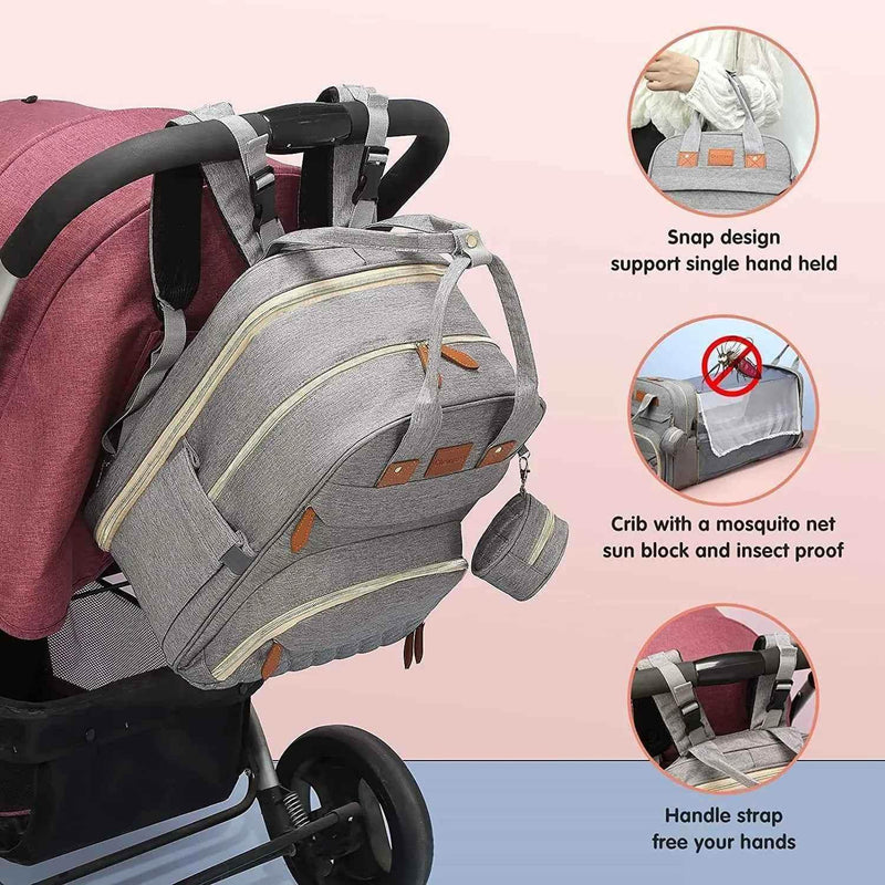 3 In 1 Diaper Bag Backpack Foldable Baby Bed Waterproof Travel Bag with USB Charge Diaper Bag Backpack with Changing Bed 3 types Diaper Bag Backpack by DS