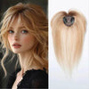 100% Remy Human Hair Toppers with Bangs Light Brown Hairpieces 3D Wispy Human Hair Bangs for Women Thin Hair Real Human Hair Topper Clip In - GiFTiFY