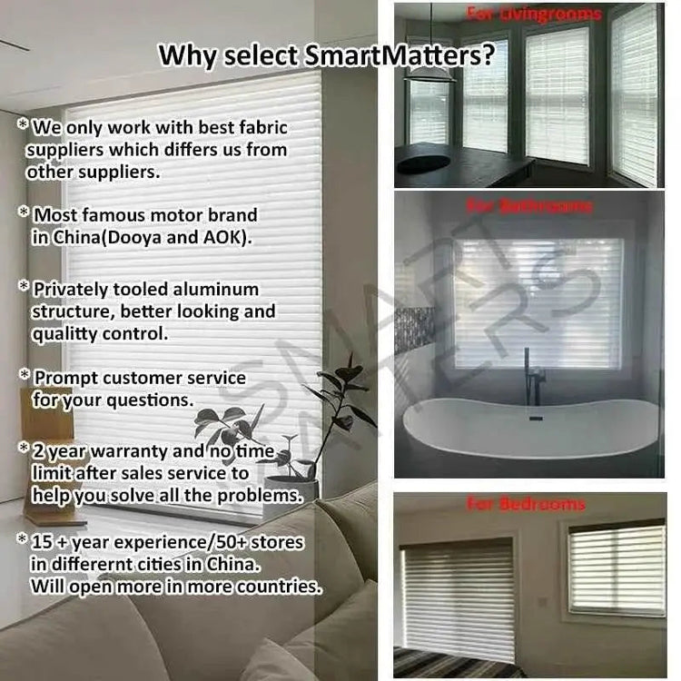SmartMatters Electric Shangrila Blinds Smart Zigbee Blackout Zebra Shades for Windows and Doors Wifi Tuya Alexa Google Assistant - GiFTiFY