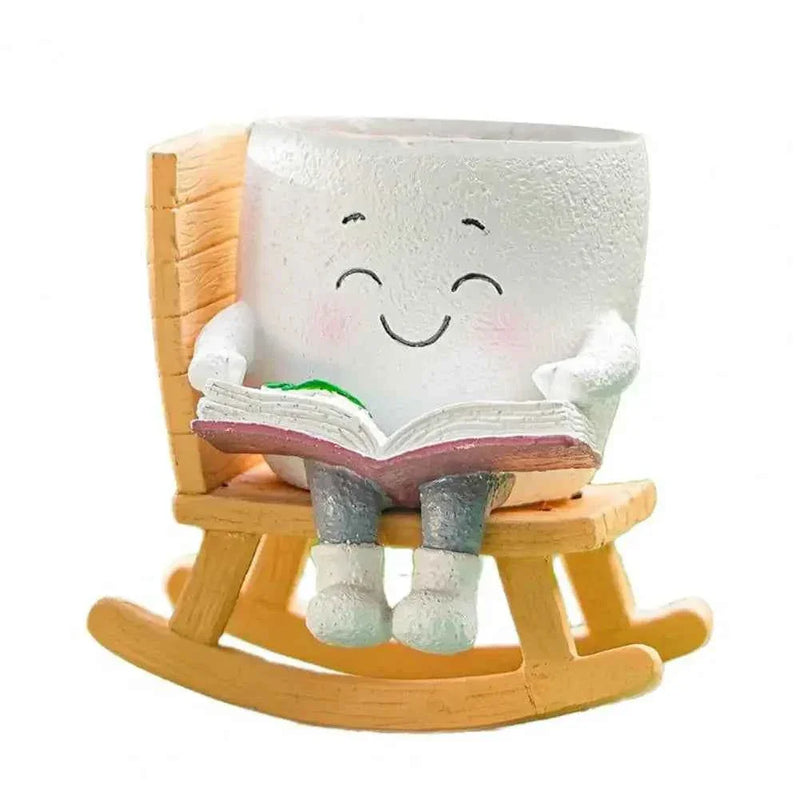 Funny Flower Pot Teacher Appreciation Gift Cute Chair Flower Pot Smile Face Planter Set for Indoor Outdoor Plants by DSERS